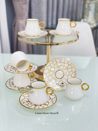 Glazze Glazze Larisa Wit Cappuccino/Nescafeset 12-Delig | 6-Persoons