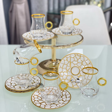 Glazze Glazze Larisa Wit Theeset Met Handvat 12 Delig | 6 Persoons