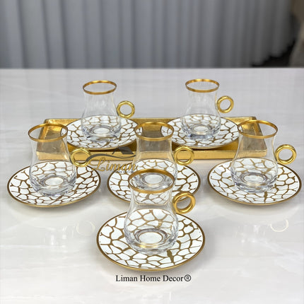 Glazze Glazze Larisa Wit Theeset Met Handvat 12 Delig | 6 Persoons