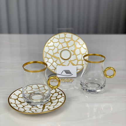 Glazze Glazze Larisa Wit Theeset Met Handvat 12 Delig | 6 Persoons