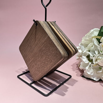 HAKAL HAKAL GLAS ONDERZETTERS MET HOUDER ZWART 7 DELIG