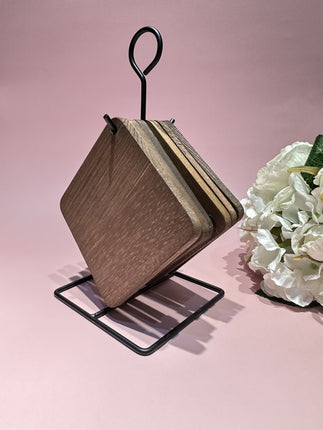 HAKAL HAKAL GLAS ONDERZETTERS MET HOUDER ZWART 7 DELIG