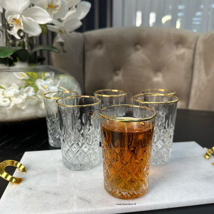 HAKAL Marokkaanse Timeless Theeglazen 6 Delig Goud