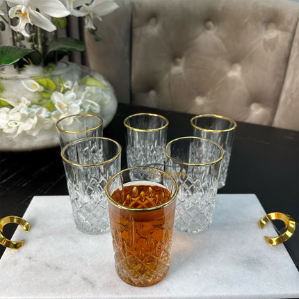 HAKAL Marokkaanse Timeless Theeglazen 6 Delig Goud