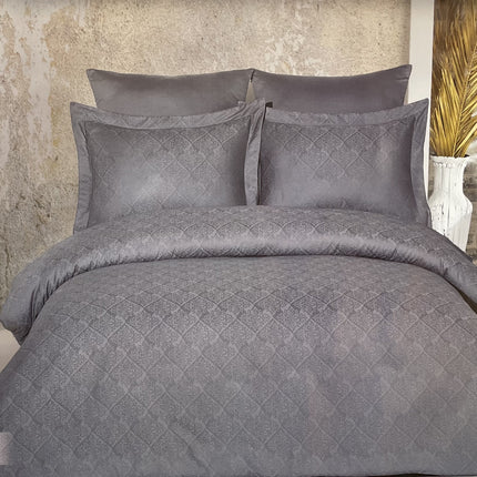 IPEKCE Ipekce Artemis Katoen Satijn 6-Delig 2-Persoons Dekbedovertrek Grijs