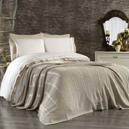 IPEKCE Ipekce Atlantis Dekbedovertrek Met Gebreide Deken 7 Delig Zwart