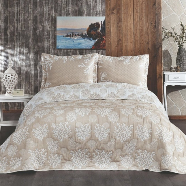 IPEKCE Ipekce Bella Bedspreiset 1-Persoons 2- Delig Beige