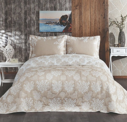 IPEKCE Ipekce Bella Bedspreiset 1-Persoons 2- Delig Beige