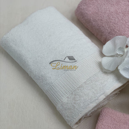 IPEKCE Ipekce Beril Handdoek set 4 Dlg Cream / Roze