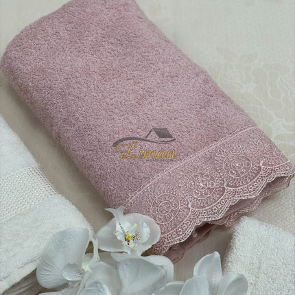 IPEKCE Ipekce Beril Handdoek set 4 Dlg Cream / Roze
