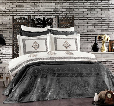 IPEKCE Ipekce Crystal Bedspreiset 9 delig Antraciet