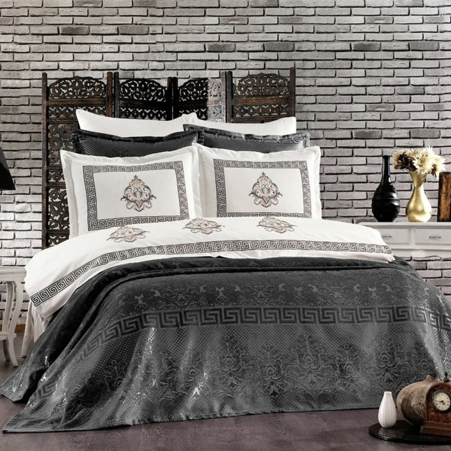 IPEKCE Ipekce Crystal Bedspreiset 9 delig Antraciet