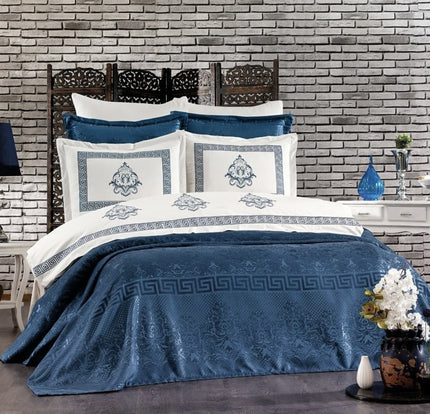 IPEKCE Ipekce Crystal Bedspreiset 9 delig Blauw