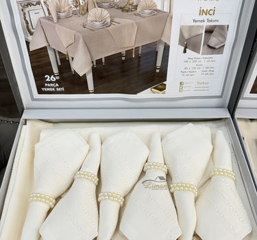 IPEKCE Ipekce Inci Tafelkleed Set Cream 26 Delig