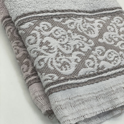 IPEKCE Ipekce Jaquard Handdoek 50 x 90 cm 2 Delig Paars - Grijs