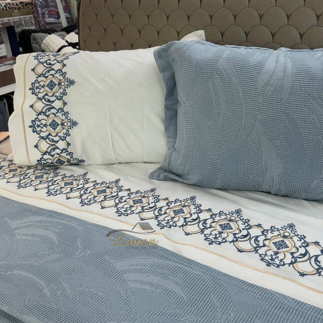 IPEKCE IPEKCE MILANO 6-DELIG 2-PERSOONS DEKBEDOVERTEK BLAUW