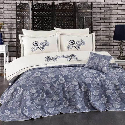 IPEKCE Ipekce Nida Bedspreiset 7 Delig Blauw