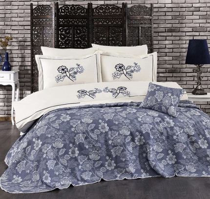 IPEKCE Ipekce Nida Bedspreiset 7 Delig Blauw