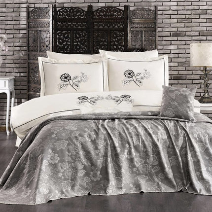 IPEKCE Ipekce Nida Bedspreiset 7 Delig Grijs