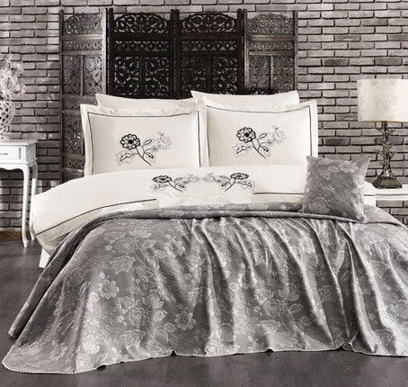 IPEKCE Ipekce Nida Bedspreiset 7 Delig Grijs