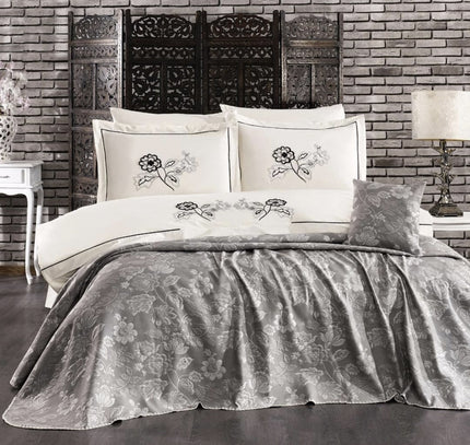 IPEKCE Ipekce Nida Bedspreiset 7 Delig Grijs