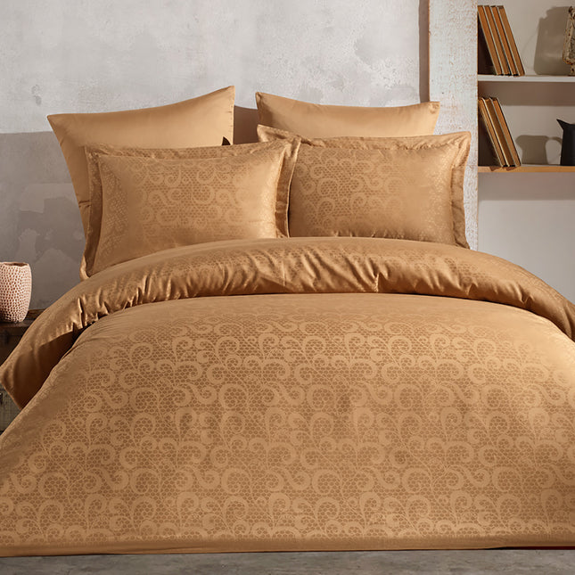 IPEKCE Ipekce Roseballa Katoen Satijn 6-Delig 2-Persoons Dekbedovertrek Gold