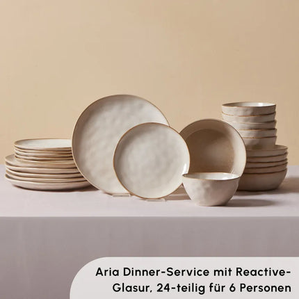 KARACA Karaca Aria Beige Reactive Serviesset 24 Delig | 6 Persoons