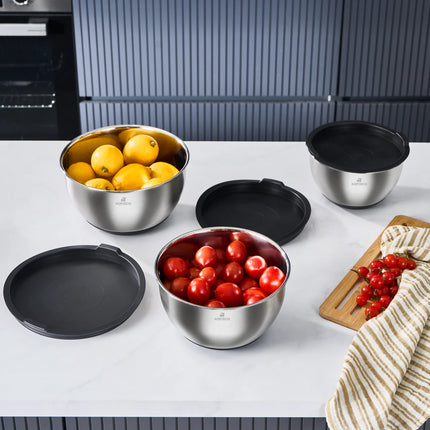 KARACA Karaca Blendbox mengkommen, Keukenschalen Roestvrijstalen kommen, Stapelbaar Ruimtebesparend Ontwerp,