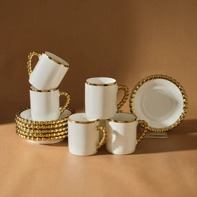 KARACA Karaca Boncuk Espressoset 12 delig | 6 persoons Gold