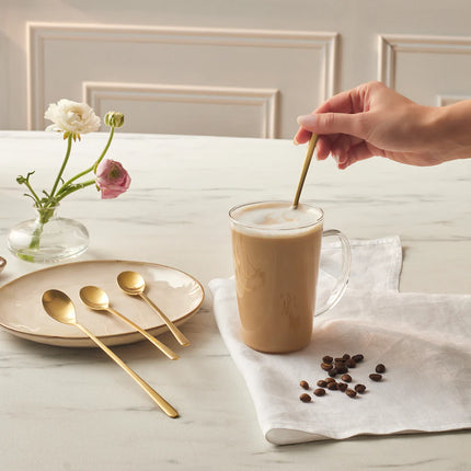 karaca Karaca Boreas Gold 4-Delige Latte Lepel Set in Doos