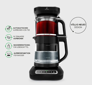 KARACA Karaca Çaysever Robotea Pro 4 in 1 automatische glas thee Machine Zwart Chroom