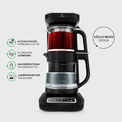 KARACA Karaca Çaysever Robotea Pro 4 in 1 automatische glas thee Machine Zwart Chroom