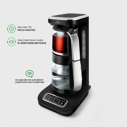 KARACA Karaca Çaysever Robotea Pro 4 in 1 automatische glas thee Machine Zwart Chroom