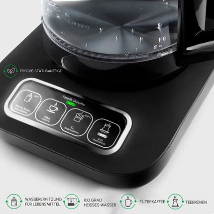 KARACA Karaca Çaysever Robotea Pro 4 in 1 automatische glas thee Machine Zwart Chroom