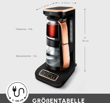 KARACA Karaca Çaysever Robotea Pro 4 in 1 automatische glas thee Machine Zwart Koper