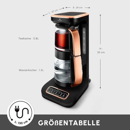 KARACA Karaca Çaysever Robotea Pro 4 in 1 automatische glas thee Machine Zwart Koper