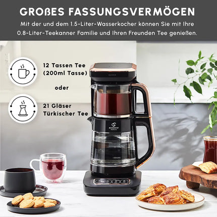 KARACA Karaca Çaysever Robotea Pro 4 in 1 automatische glas thee Machine Zwart Koper