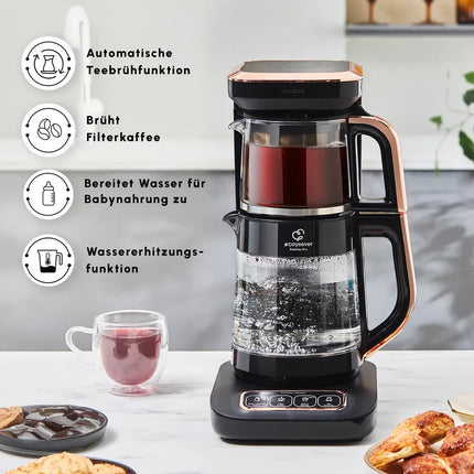 KARACA Karaca Çaysever Robotea Pro 4 in 1 automatische glas thee Machine Zwart Koper