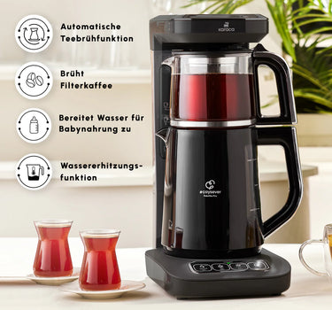 KARACA Karaca Caysever Robotea Pro 4 in 1 Elektrische Theepot / Filterkoffie Chrome - Zwart