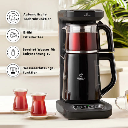 KARACA Karaca Caysever Robotea Pro 4 in 1 Elektrische Theepot / Filterkoffie Chrome - Zwart