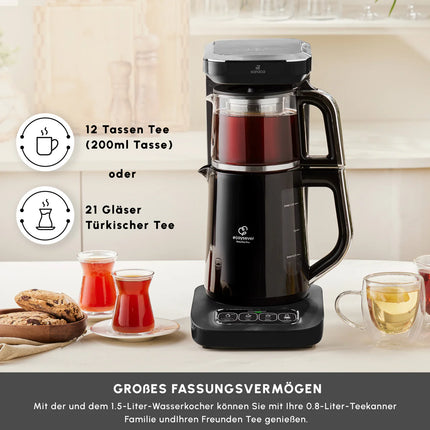 KARACA Karaca Caysever Robotea Pro 4 in 1 Elektrische Theepot / Filterkoffie Chrome - Zwart