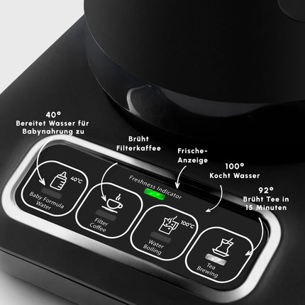 KARACA Karaca Caysever Robotea Pro 4 in 1 Elektrische Theepot / Filterkoffie Chrome - Zwart