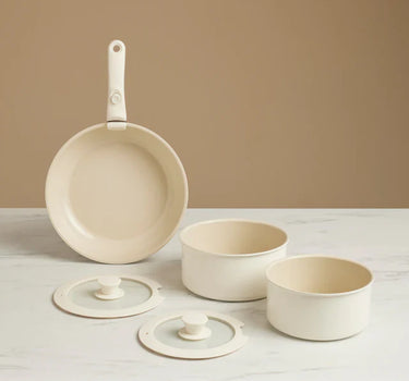 karaca Karaca Ceramica Comfort 6-Delige Anti-Aanbak Pannenset Crème
