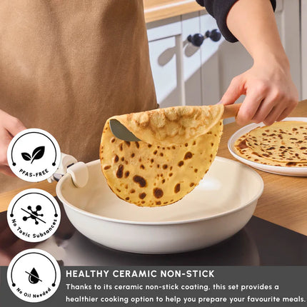 karaca Karaca Ceramica Comfort 6-Delige Anti-Aanbak Pannenset Crème