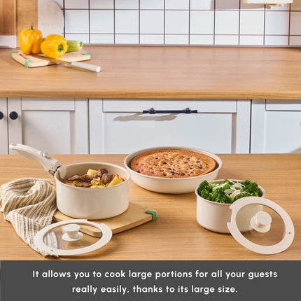 karaca Karaca Ceramica Comfort 6-Delige Anti-Aanbak Pannenset Crème