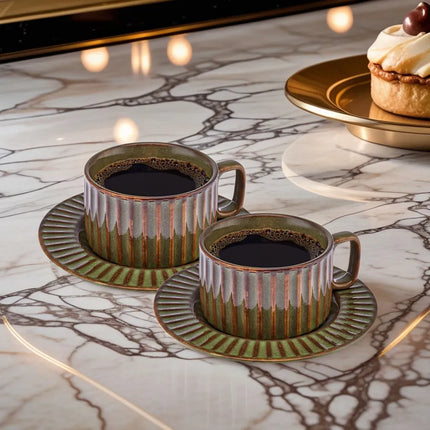 KARACA Karaca Cereus theeset voor 2 personen, 4-delig, groen