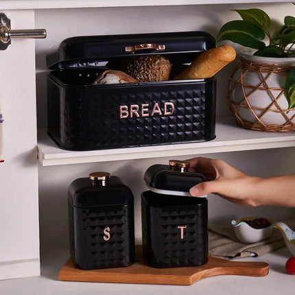 KARACA Karaca Diamond Broodtrommel + Voorraadbussen Zwart