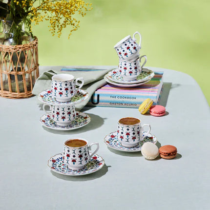 KARACA Karaca Ebruli Espressoset 12 Delig | 6 Persoons Multicolor