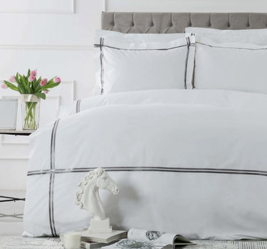 KARACA Karaca Home White Collection Valse Grijs Satin Stripe Dekbedovertrek 2 persoons