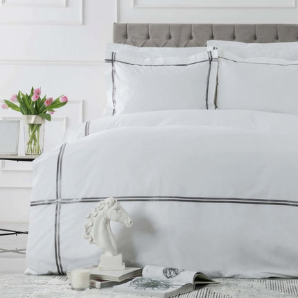 KARACA Karaca Home White Collection Valse Grijs Satin Stripe Dekbedovertrek 2 persoons